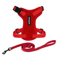 Voyager Escape-Proof Step-in Lock Cat Harness & 5ft Neoprene-Handle Leash Set All-Weather Mesh with Reflective Stitching for Small to Large Cats by Best Pet Supplies, Red, XXXS