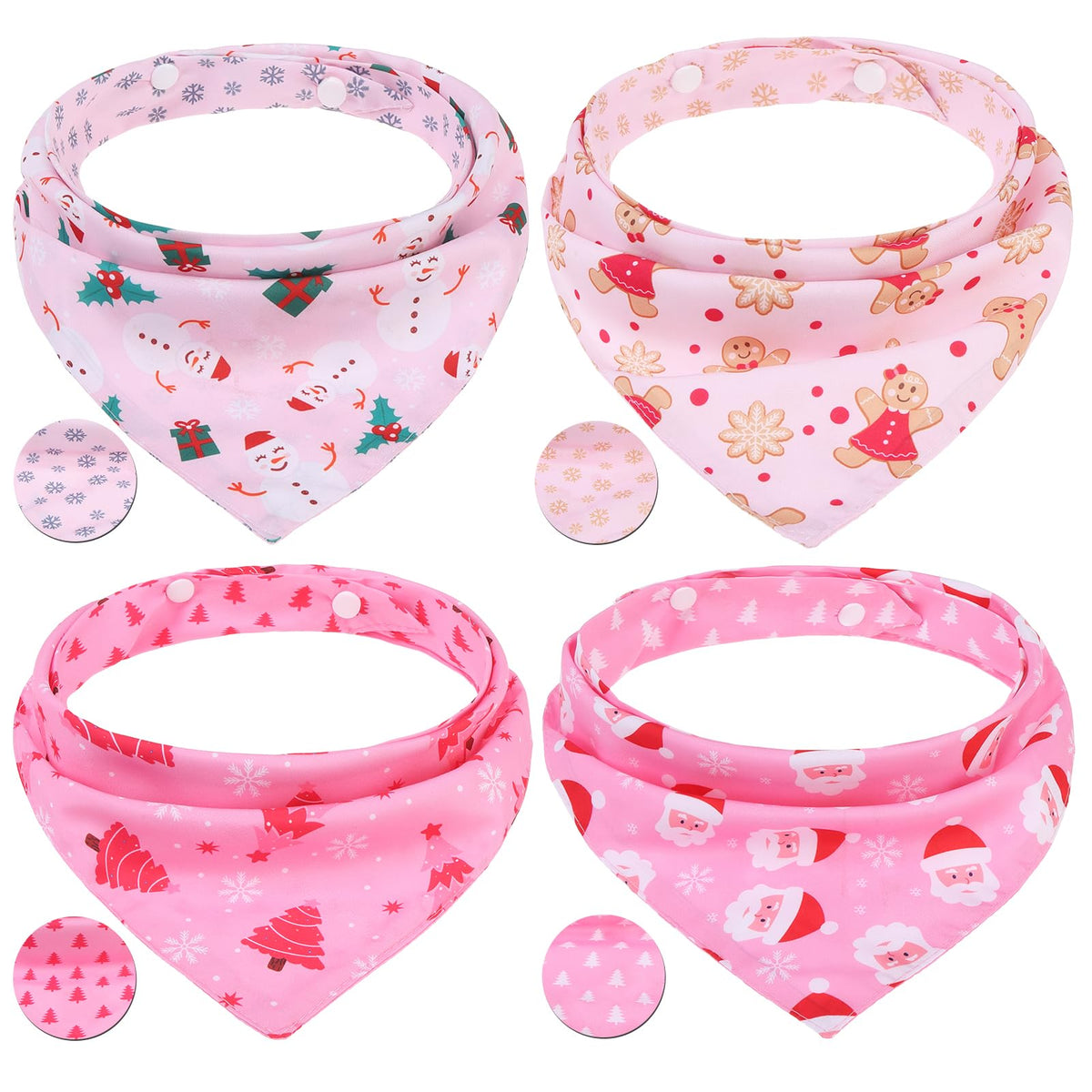 PAWCHIE Dog Cooling Bandana Small, 4 Packs Ice Cool Pet Triangle Scarf Bibs Reversible Styles, Summer Adjustable with Two Snaps, Kerchief Set Accessories for Dogs, Puppy, Cats