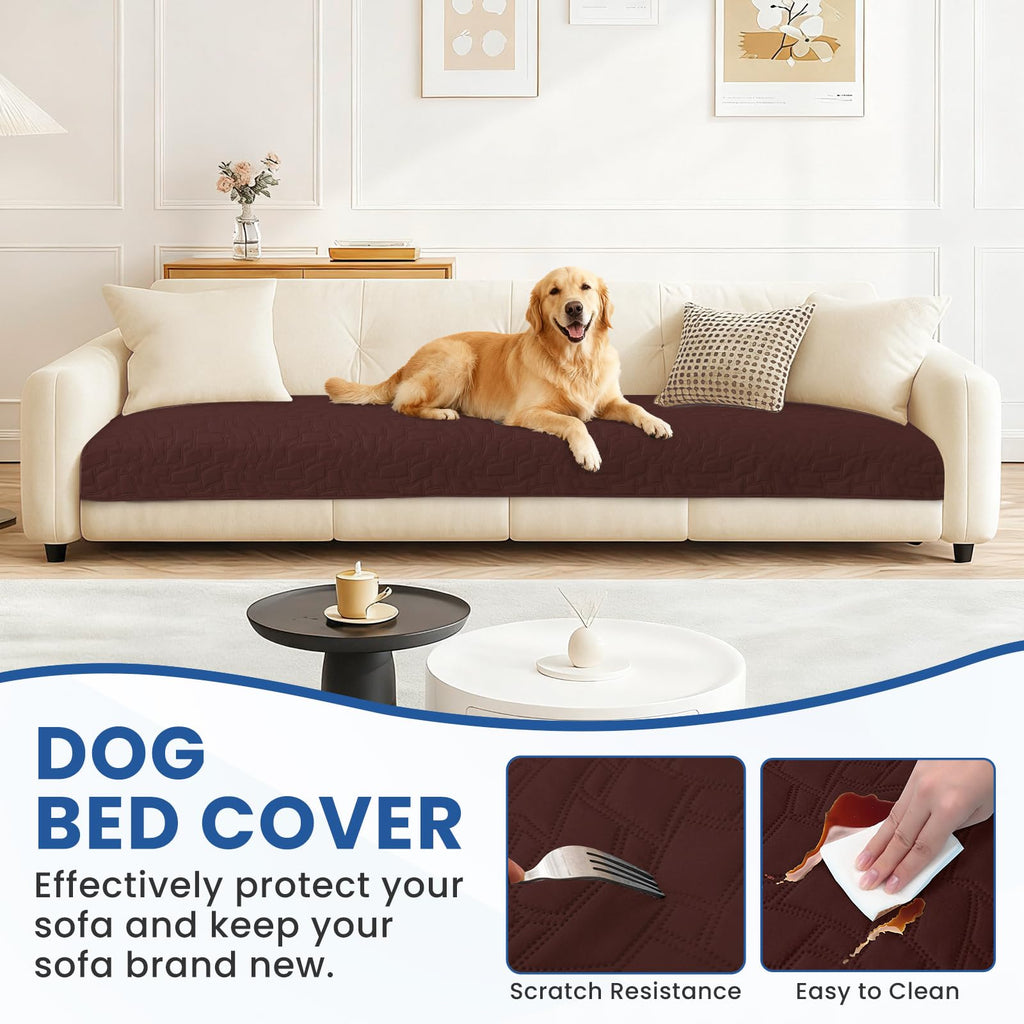 CYCMACO Waterproof Dog Blanket, Non-Slip Soft Pet Bed Cover, Couch Cover for Dogs Washable, Protects Sofa, Furniture, Crate, Car, Tear Resistant Leakproof Pet Blanket (82x82 Inch, Coffee)