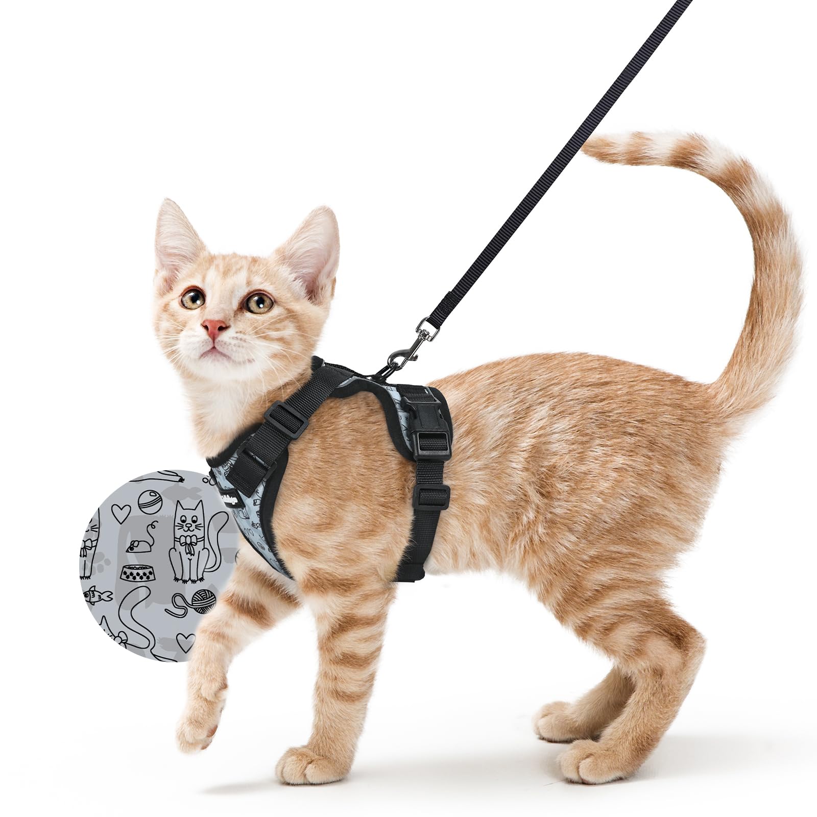 rabbitgoo Cat Harness and Leash Set, Escape Proof Vest, Emerald