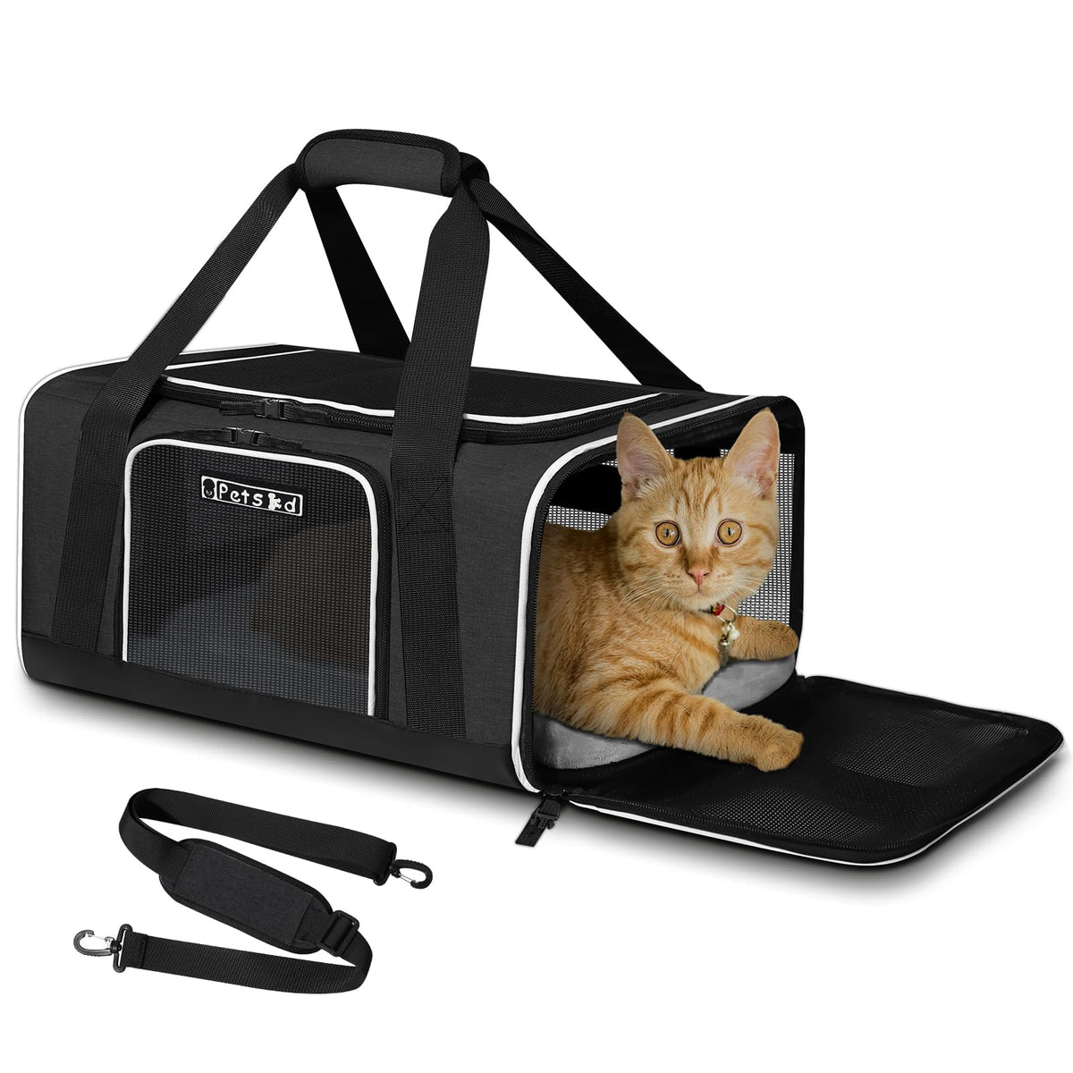 Petskd Small Pet Carrier 18" L x 11" W x 11" H Airline Approved, Black