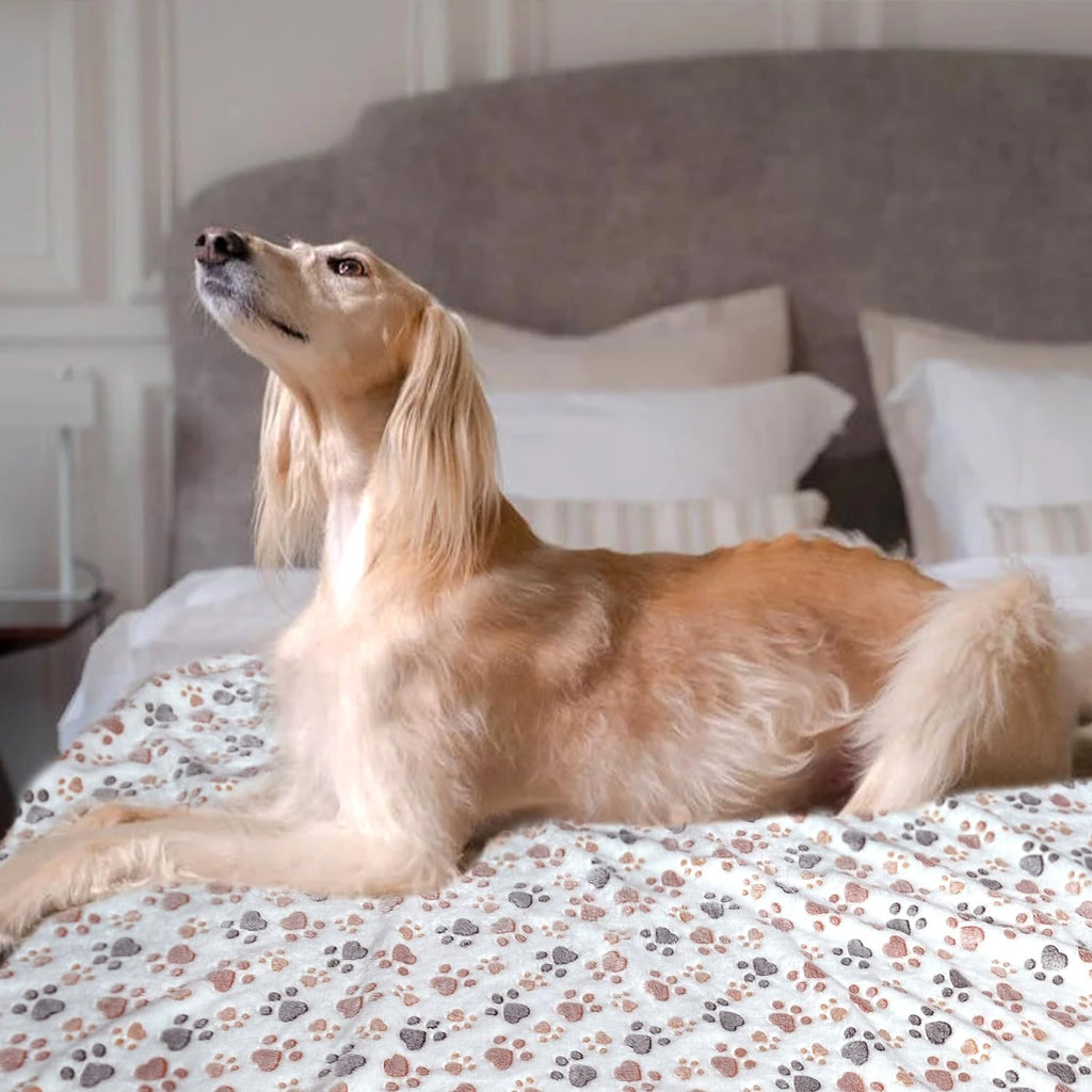 Dog Blankets for Large Dogs, 3 Pcs Dog Blanket Washable, Soft Fluffy Flannel Pet Blanket Mat Cover for Bed Couch, Cute Print Puppy Blanket 60" x 50"