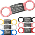 Anavia Slide On Silent Pet ID Tags, S/M/L/XL Personalized Black Stainless Steel Colored Silicone Cat Dog Name Tag, Customized Engraved Nameplate, Quiet Chew-Proof Pet Collar Tag (Pink, Large)