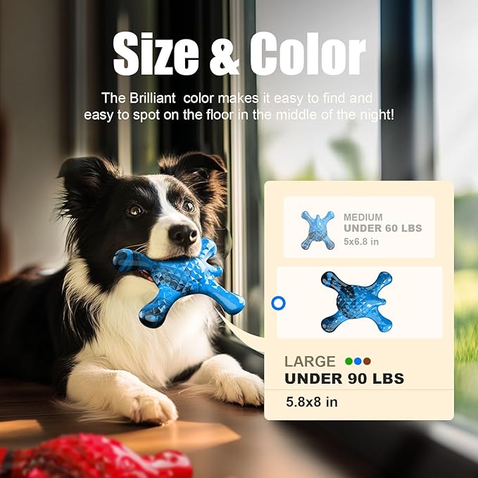 Ouilter Dog Toys for Aggressive Chewers, Nylon Indestructible Toy for Medium Large Dogs, Hedgehog-Shaped Chew Toys with Bacon Flavor, Long Lasting, Dog Toys for Boredom, Blue