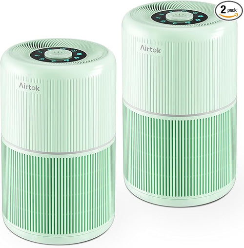 2 Pack Air Purifier for Home Bedroom with H13 True HEPA Filter for Smoke, Smokers, Dust, Odors, Pollen, Pet Dander | Quiet 99.9% Removal to 0.1 Microns | White Available for California