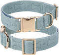 TDTOK Stylish Leather Dog Collar, Comfortable Soft PU Leather Dog Collars for Large Medium Small Dogs with Quick Metal Buckle, Adjustable Pet Collar with Cute Bone Pattern Design (Blue, S)