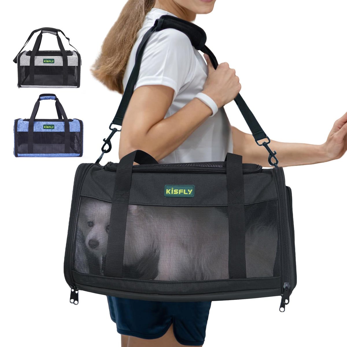 KISFLY Pet Carrier 20"x13"x13", Foldable Soft Travel Bag for Cats & Dogs