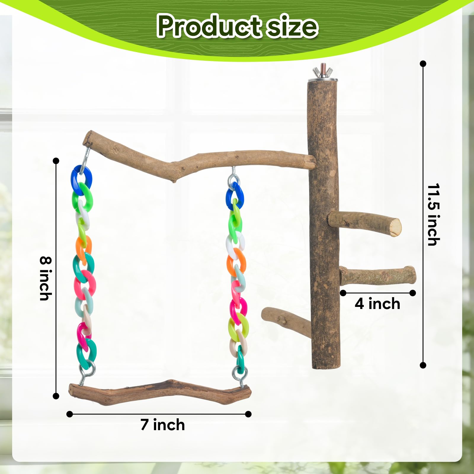 Matutinus Bird Toys, Bird Swing Toys with Perch Stand, Cage Accessories for Budgies, Parakeets, Cockatiels & Other Small Birds