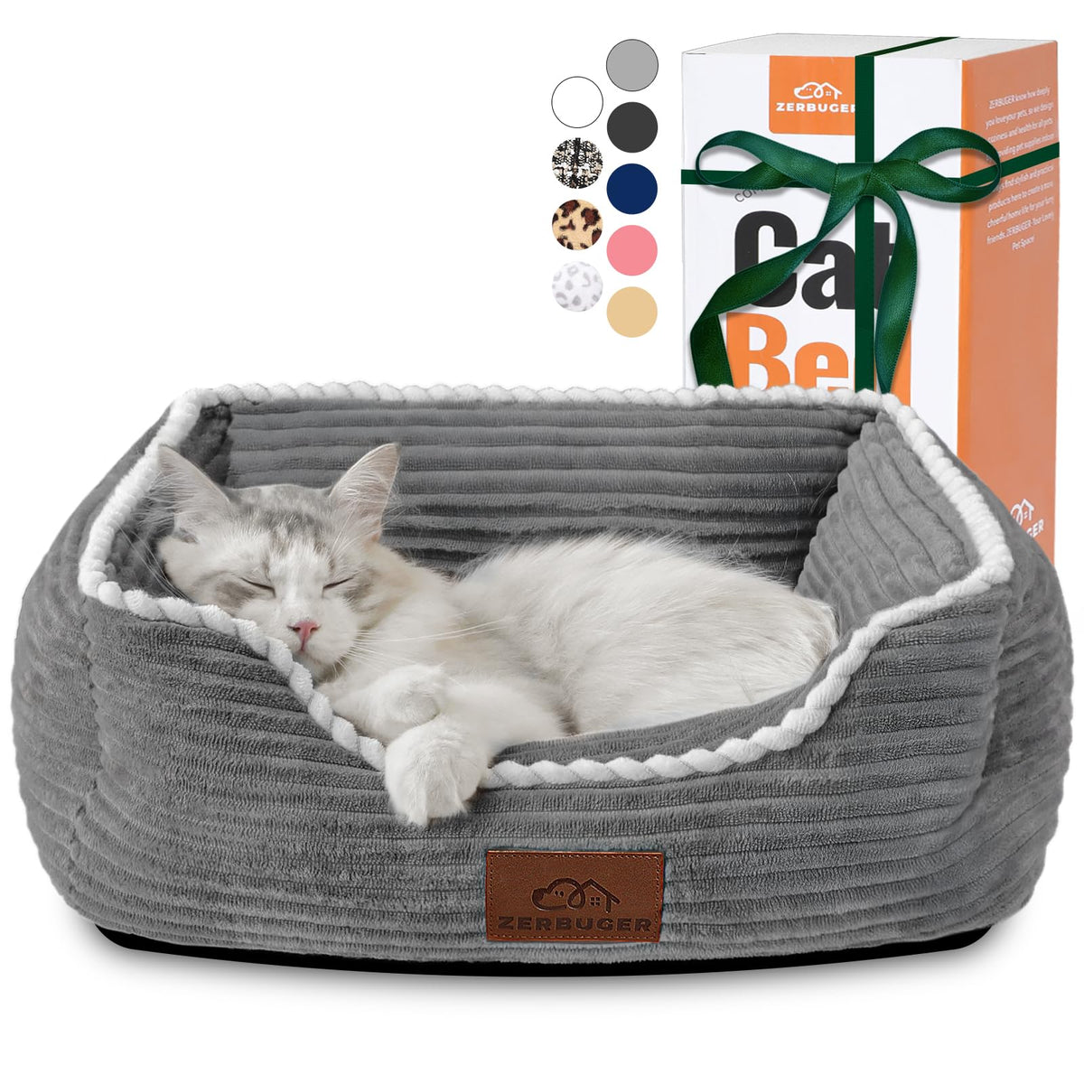 Zerbuger 25in Pink Pattern Rectangle Cat Dog Bed Machine Washable Sofa