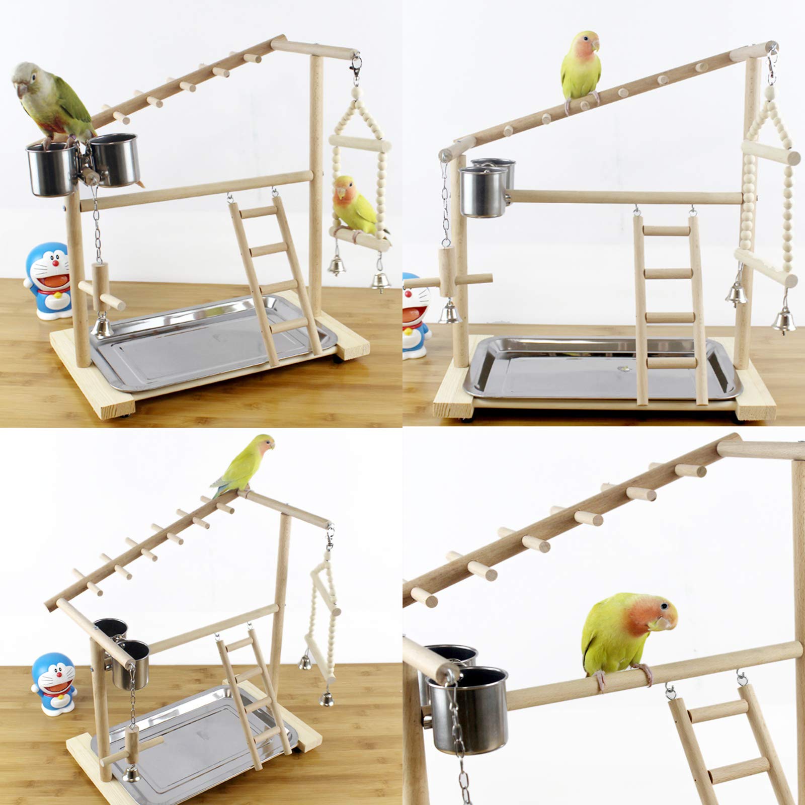 Ibnotuiy Parrot Playstand Bird Playground Wood Perch Stand
