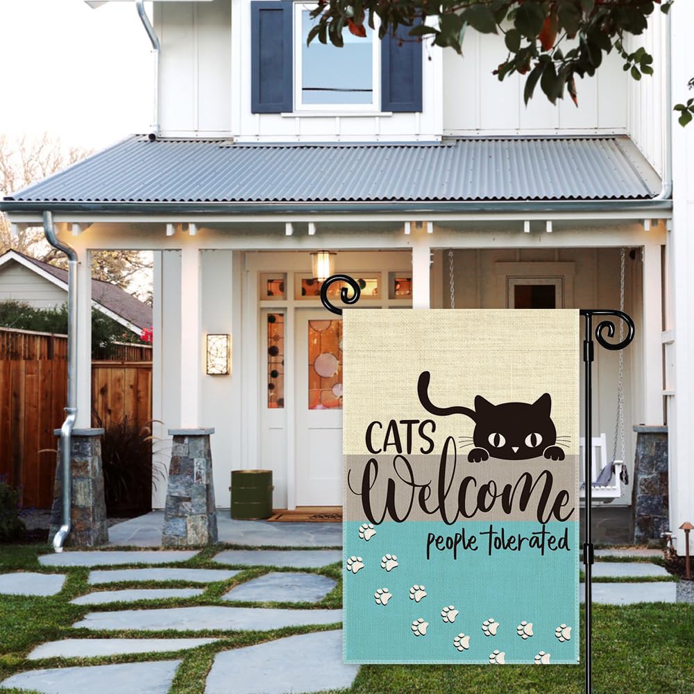 JMYROG Cats Welcome Garden Flag for Outside, Cottagecore Cat Yard Sign