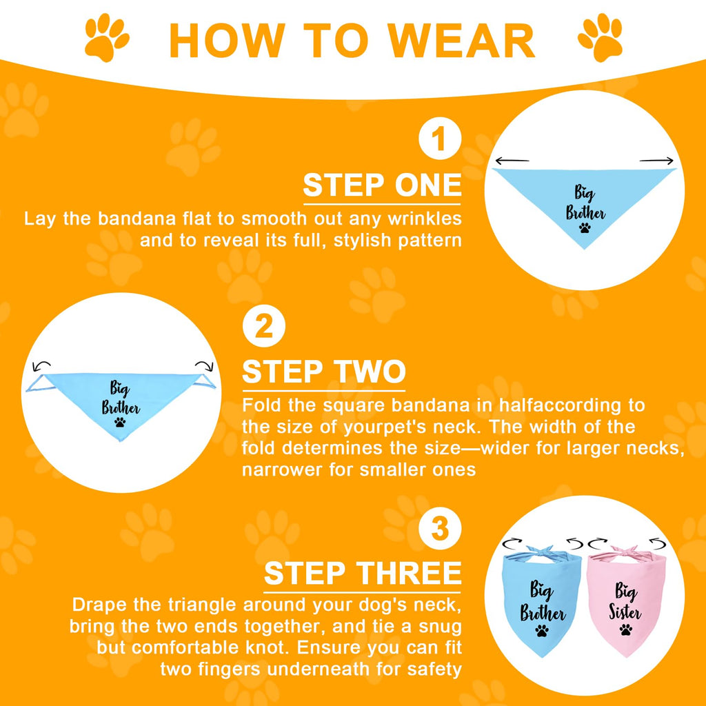 Big Sister and Big Brother Pet Dog Bandana, Triangle Scarf for Small Medium Large Dogs, Baby Announcement Gender Reveal Photo Prop Pet Scarf for Dog Lover, 2 Packs