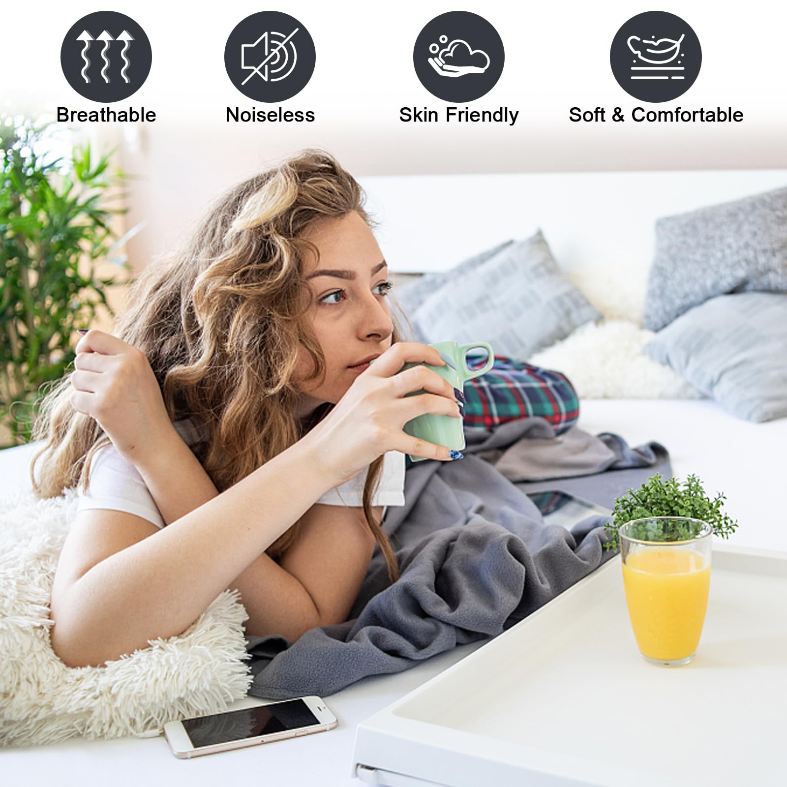 Twin Mattress Protector Waterproof, Fitted Sheet Style Breathable Mattress Cover with Deep Pocket Fits Up to 18'', Noiseless Bed Cover for Kids Adults Pets, Machine Washable (Gray-Carrot, Twin)