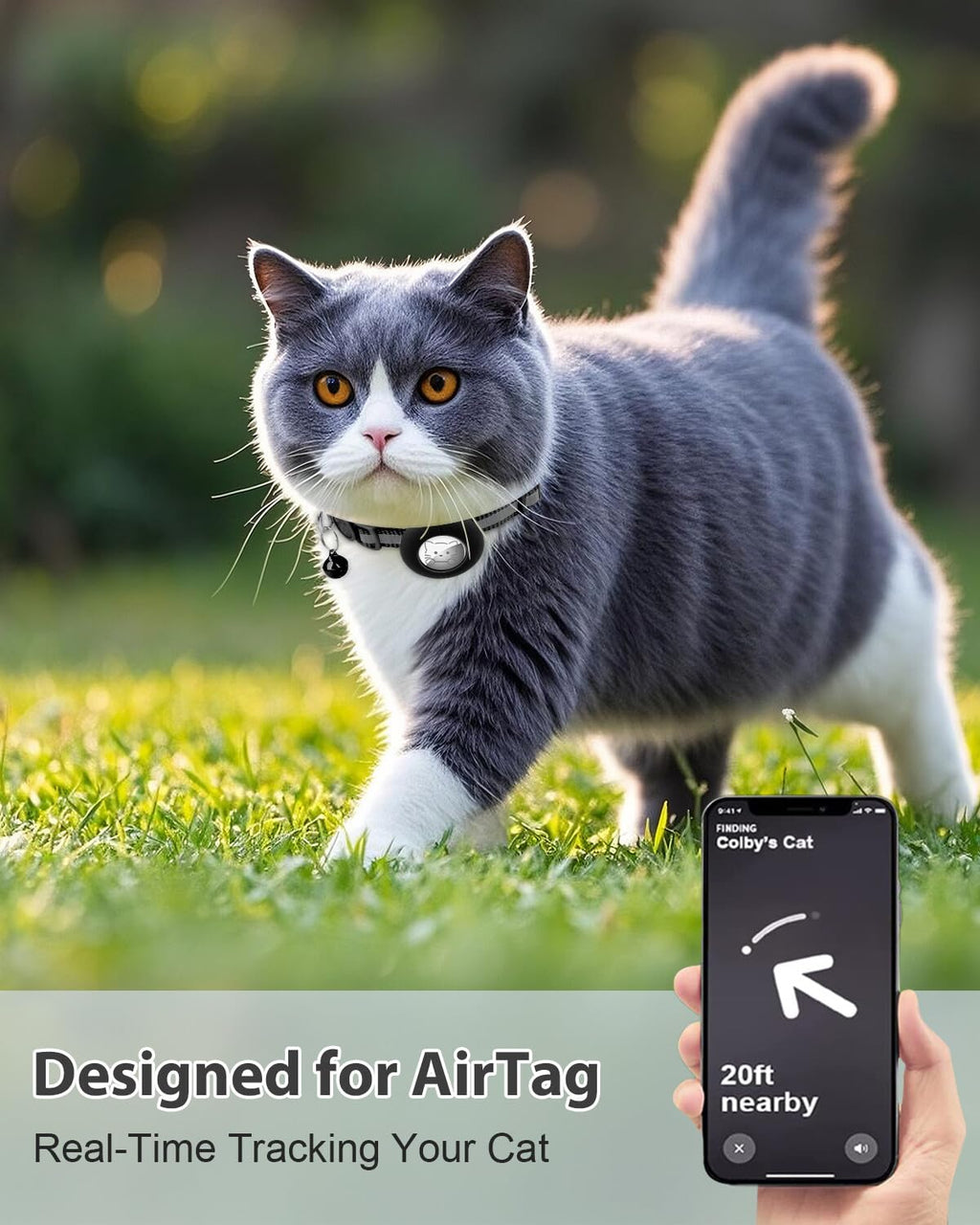 Joytale 2 Pack Reflective Airtag Cat Collars with Breakaway Buckle, Black
