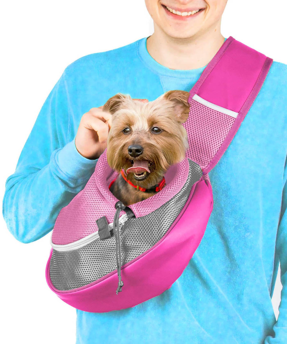 Cuddlissimo Small Dog Sling Carrier, Pet Cat Sling, Puppy Pouch - Red-S