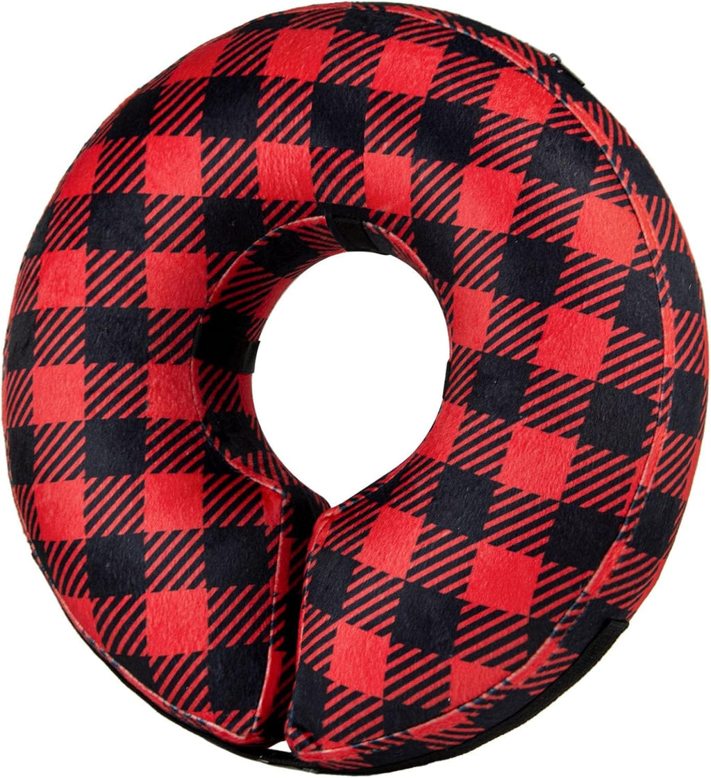 BENCMATE Inflatable Dog Cone Collar Alternative After Surgery Medium+,Plaid