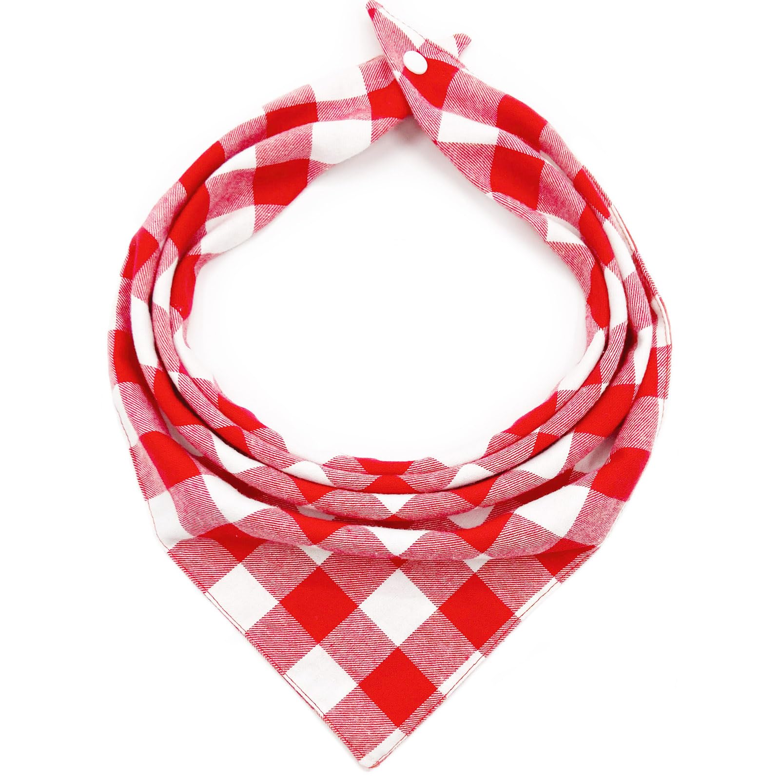 Christmas Plaid Dog Bandana with Button, Fall Dual Layer Scarf Soft Cotton Triangle Bib Girls and Boys Kerchief Adjustable Accessories for Small Medium Large Extra Large Dog Puppy Pet Cat