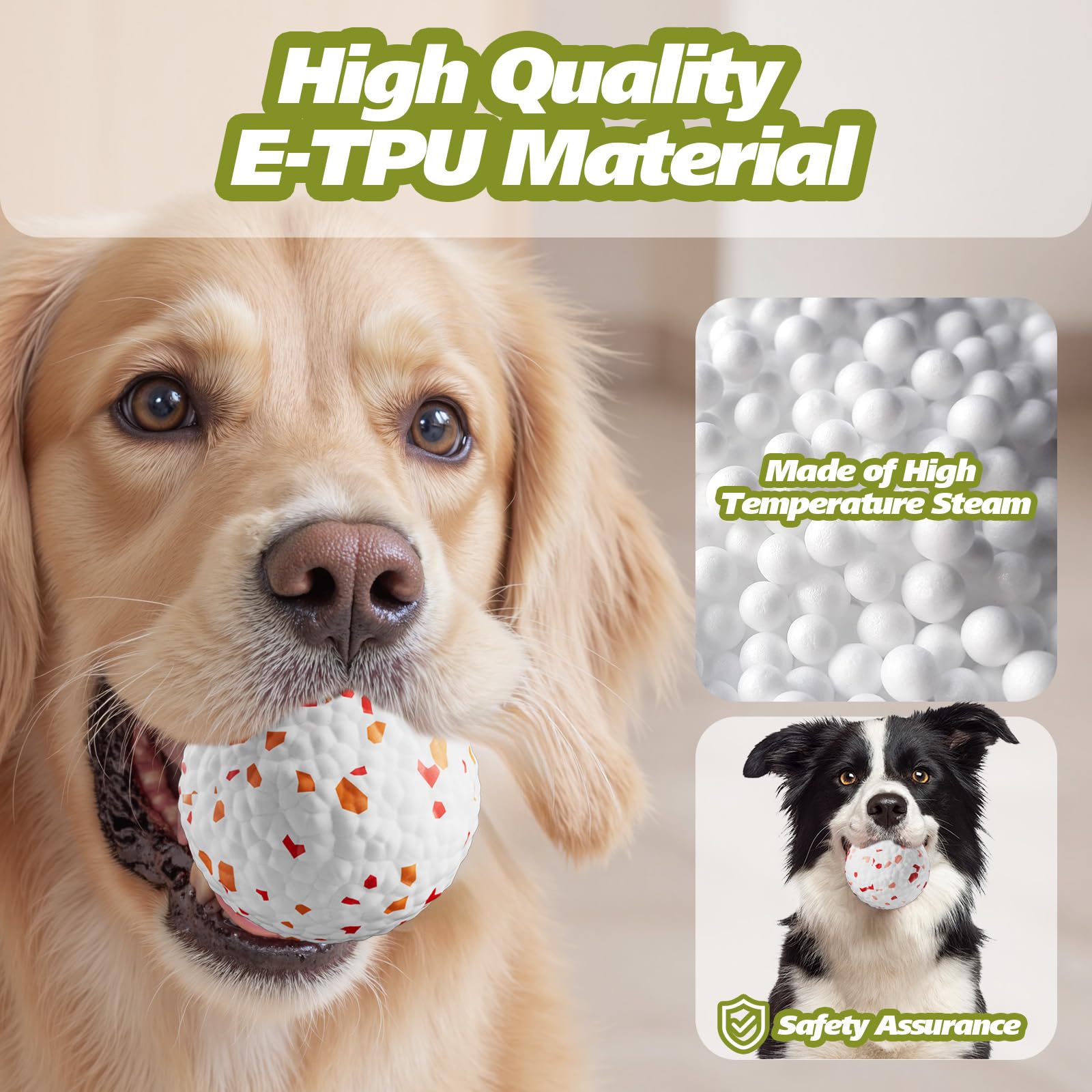 FOXMM E-TPU Dog Balls 3 Pack - Interactive Tennis Balls Alternative