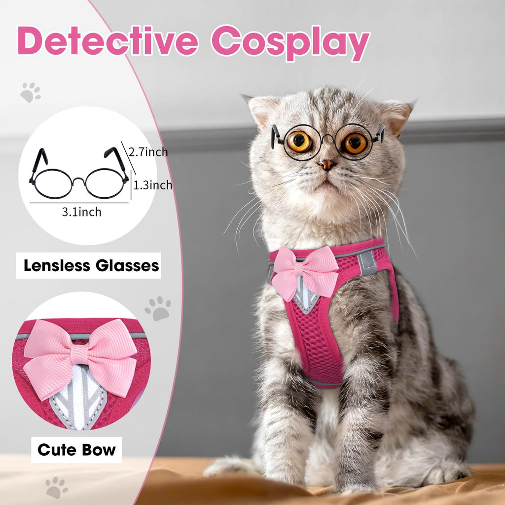 NCMAMA Cat Vest Harness and Leash Set, Escape Proof Kitten Harness Pink XS