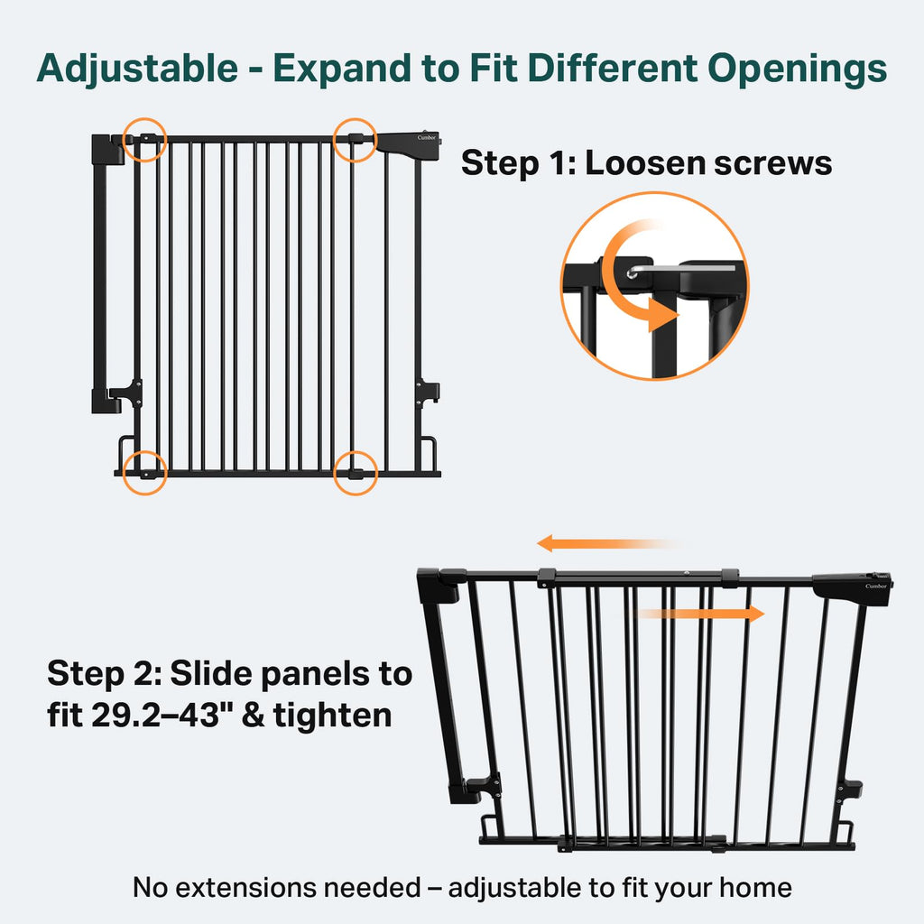Cumbor 2 Pack 29.2-43" No Bottom Bar Baby & Dog Gate for Stairs & Doorways