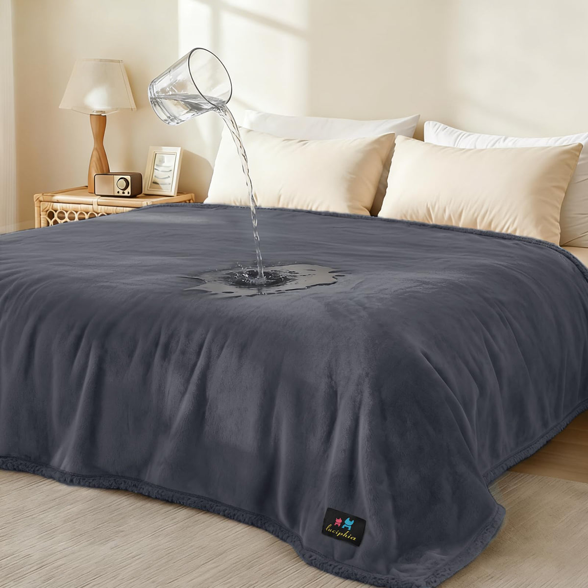 Luciphia Waterproof Blanket for Large Dog, Reversible Sherpa Couch Cover