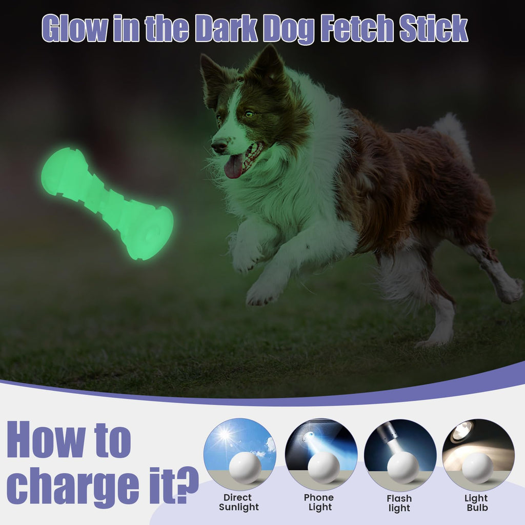 KGPERGU Glow in The Dark Dog Chew Toy, Rubber Dog Toys to Keep Them Busy, Interactive Treat Dispensing Puzzle Toy with Teeth Cleaning, Outdoor Fetch & Nighttime Play