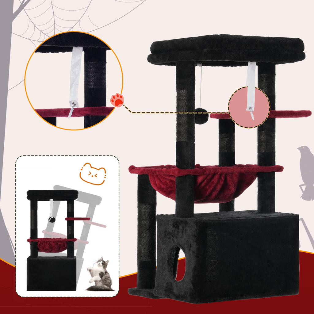 Heybly Cat Tree, Kitten Tower with Large Soft Cat Basket HCT008SBR