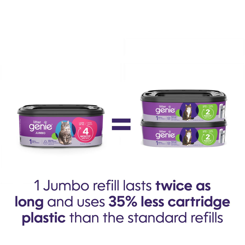 Litter Genie Jumbo Refill Bags, 2-Pack, 56 ft of Continuous Film