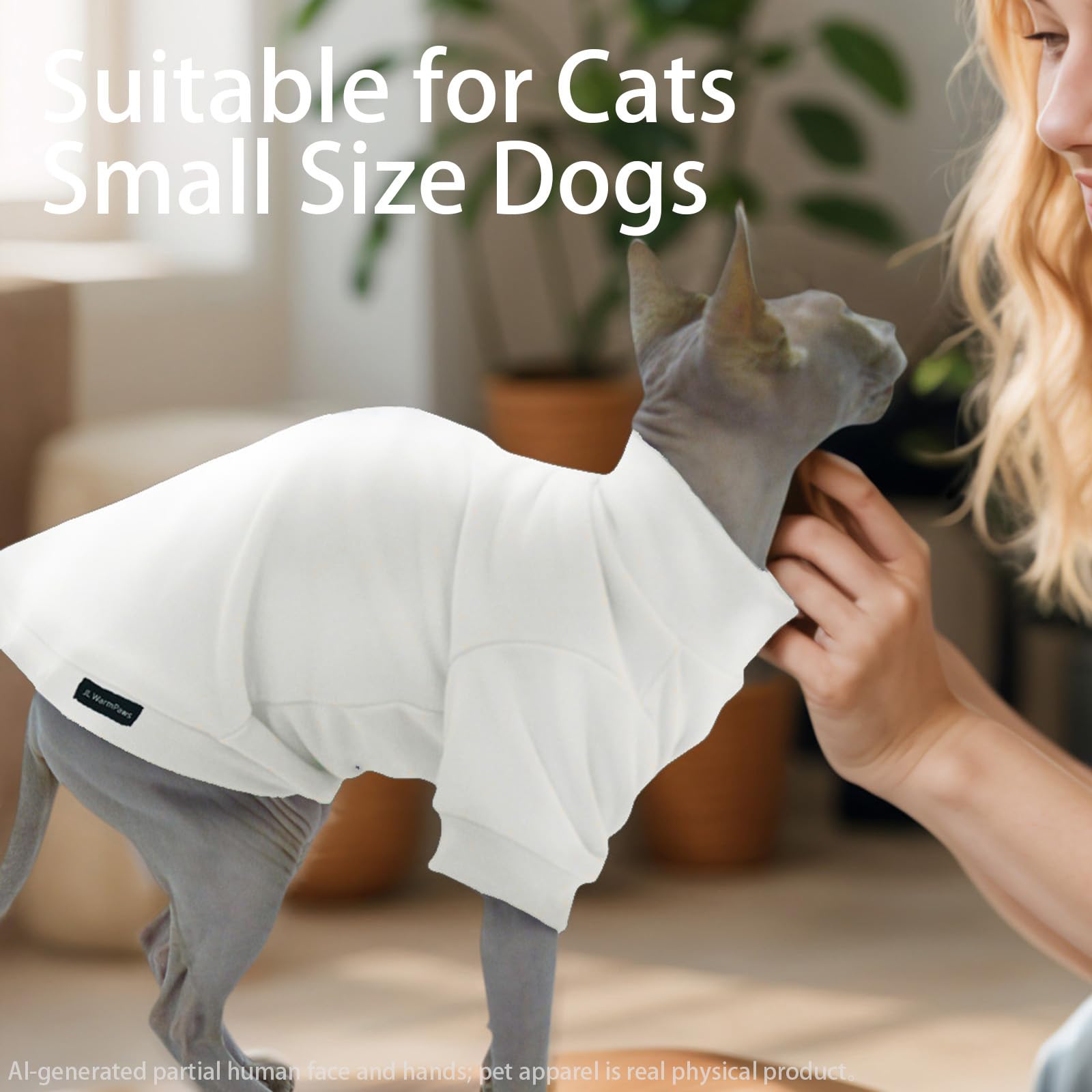 JL WarmPaws Sphynx Cat Clothes Fleece Cats&Small Dogs Pullover Sweater