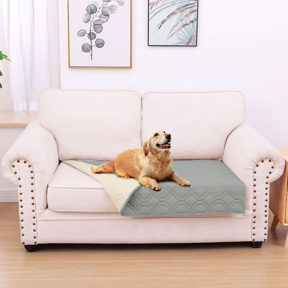 hyha Waterproof Reversible Dog Blanket, Soft Couch Cover for Dogs Washable