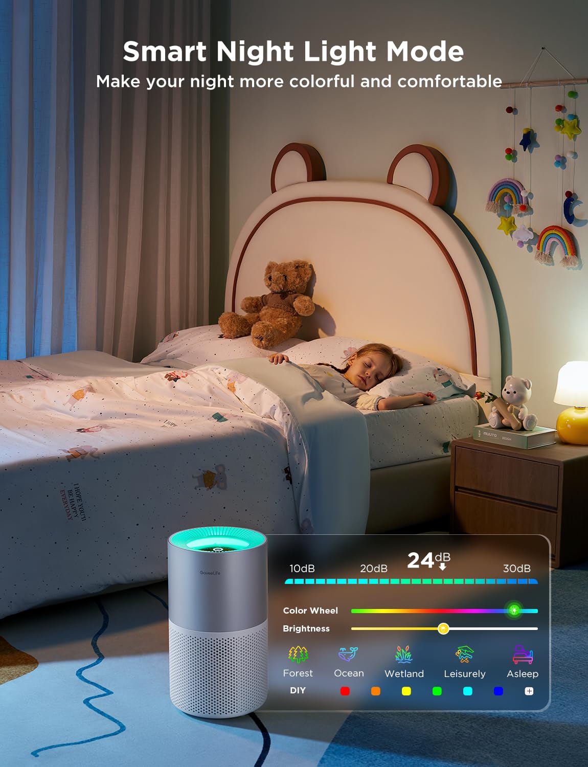 GoveeLife Air Purifier for Bedroom, Covers up to 1162ft², 24dB Sleep Mode