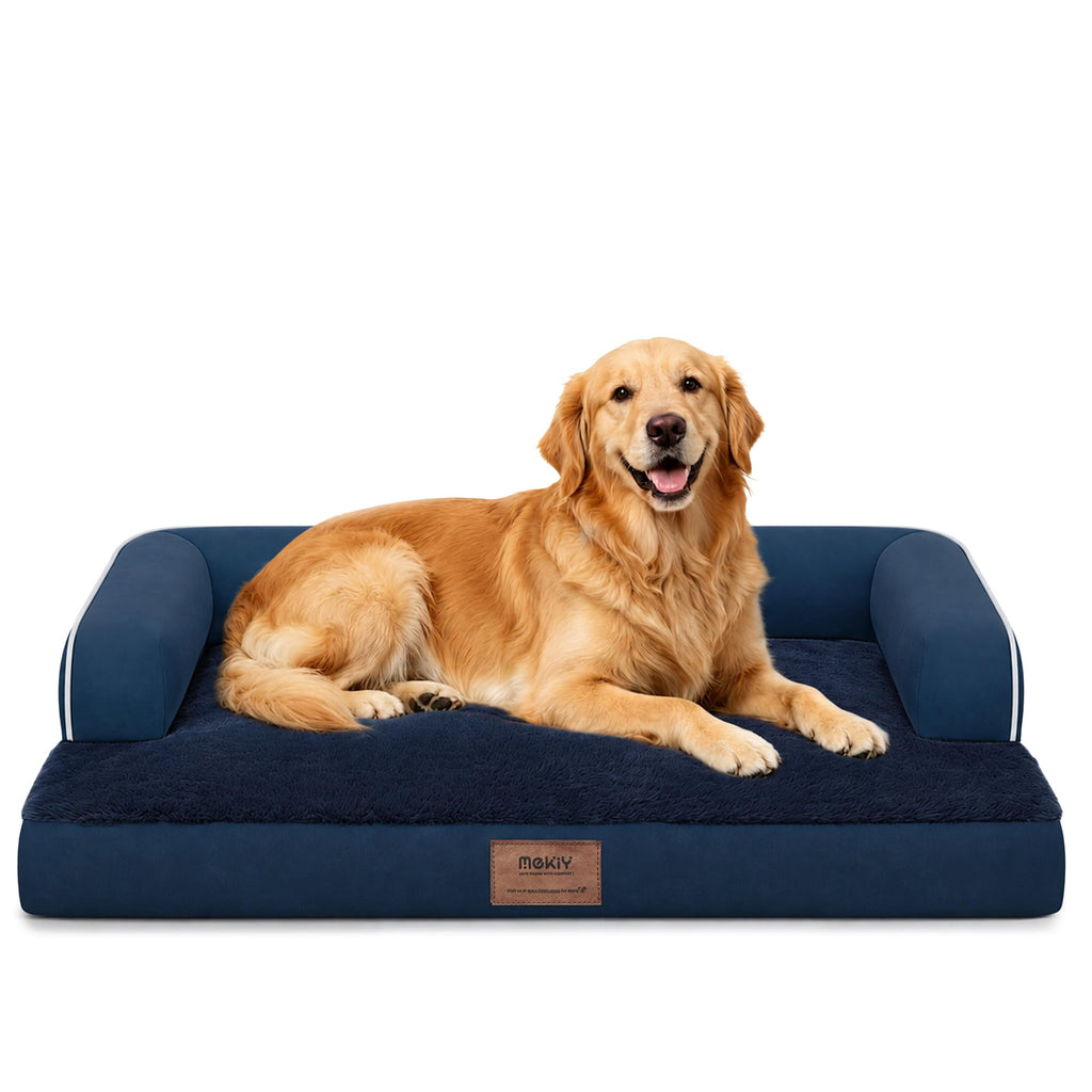 MEKIY Orthopedic Washable Dog Bed with Bolster for Medium to Large Dogs