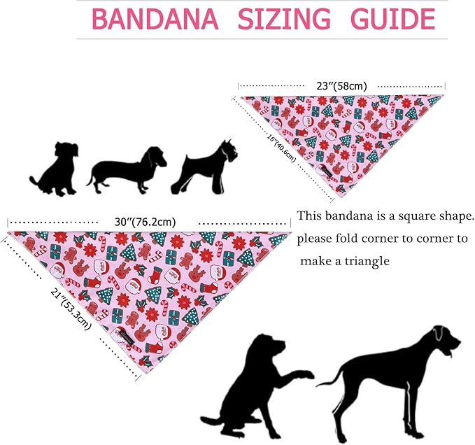 ARING PET Christmas Dog Bandanas, Pink Santa Claus Reindeer Gingerbread Man Christmas Tree Holiday Pet Bandana Scarf Triangle Bibs for Puppy Small Medium Large Boy Girl Dogs Cats-S