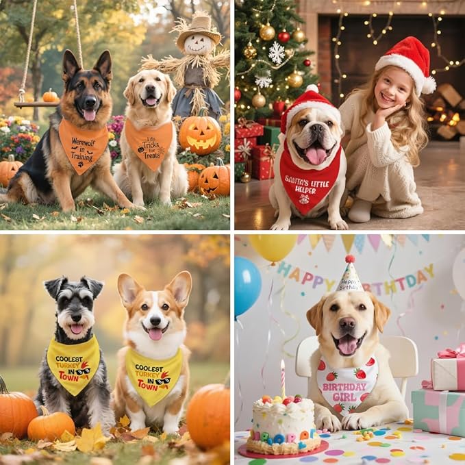 Birthday Girl White Dog Bandana, Cute Pet Scarf for Birthday Celebration, Puppy Costume Accessory Photo Prop for Festive Celebration Party Dinner, Heartwarming Gifts for New Dog Owner