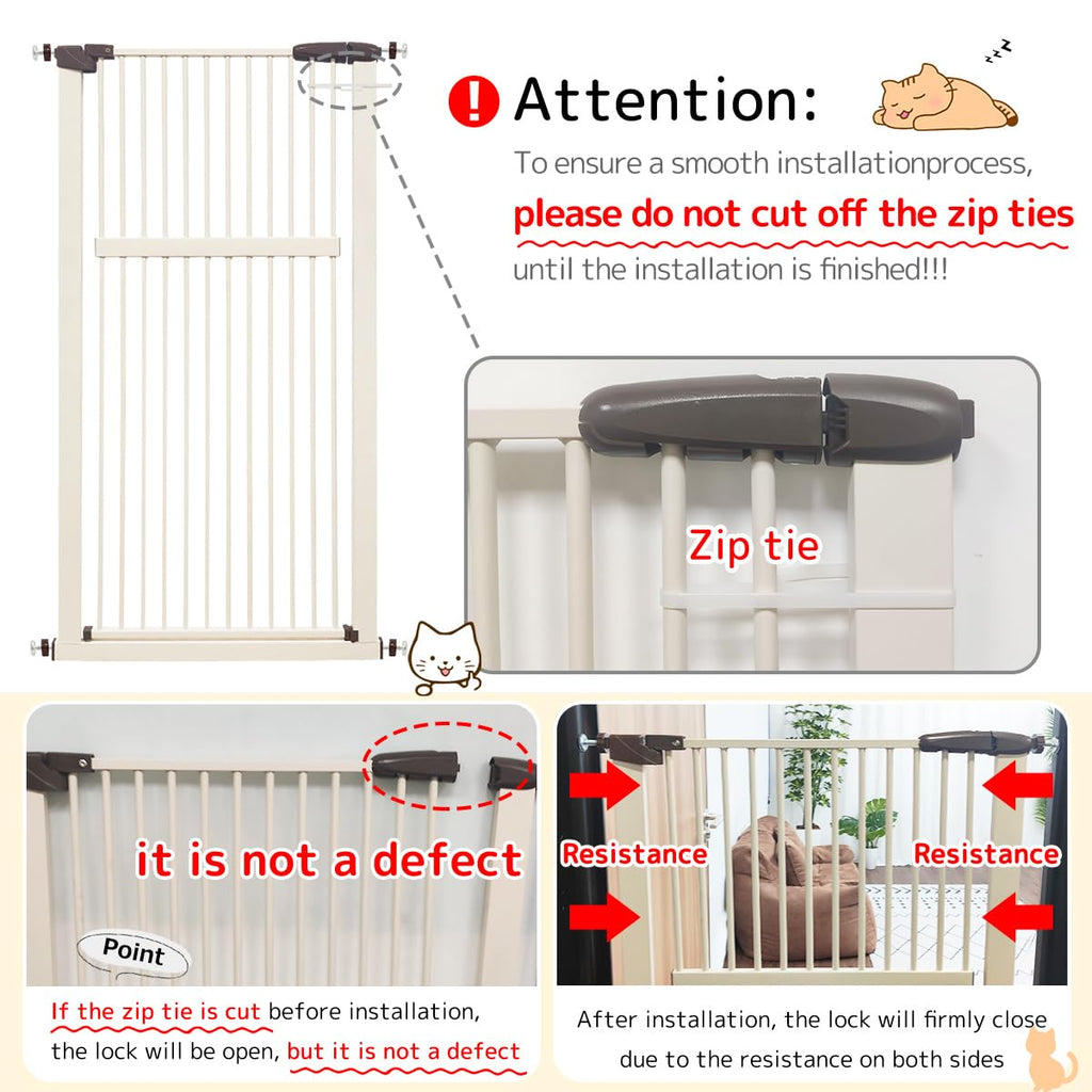 Lumizone 55.12" Extra Tall Pet Gate for Cat Dog 30.12"-34.05" Wide Cream