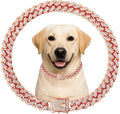 Dog Collar Cuban Link Rose Glod Crystal Dog Necklace Metal Chain Collar with Design Secure Buckle Pet Collar Jewelry Accessories for Small Medium Large Dogs Cats(Rose Glod 8inch)