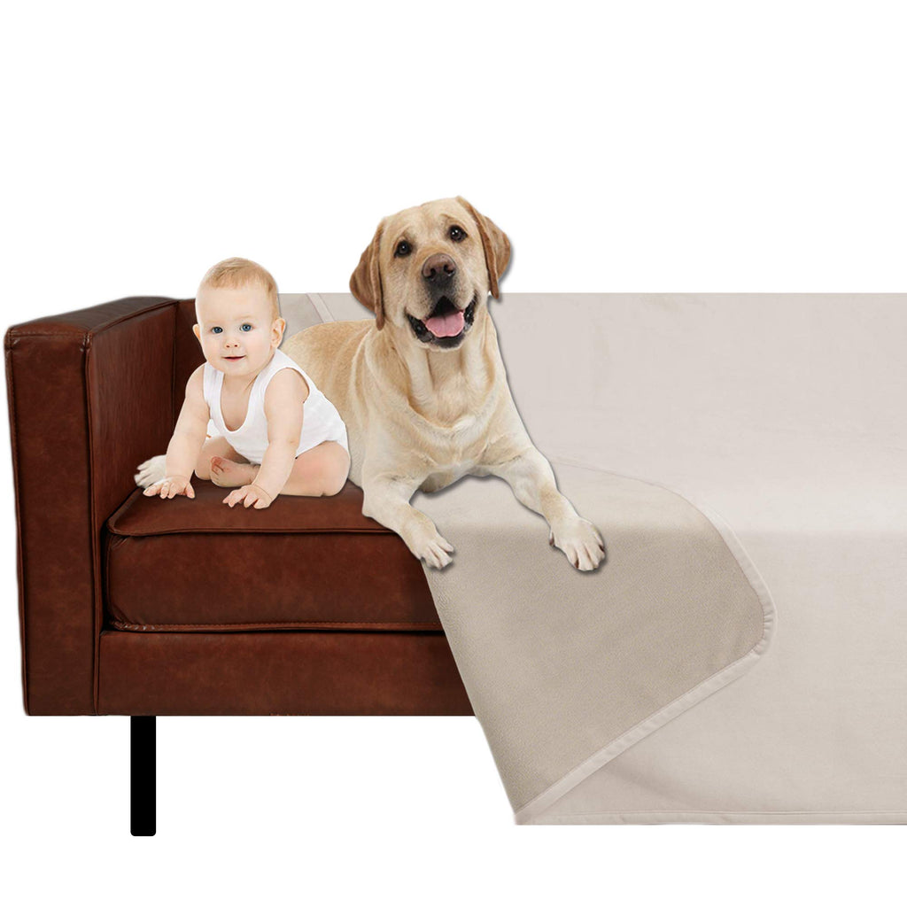 Ameritex Pet Bed Blanket Reversible 100% Waterproof Velvet Super Soft for Sofa and Bed (40x60 Inches, Cream+Beige)