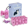 MYGODPET Dog Poop Bags Rolls with Dispenser 150 Count Biodegradable Bags for Dog and Cat Lavender Scented Waste Bag Leak Proof Doggie Poop Bag Doggy Trash Bag Purple