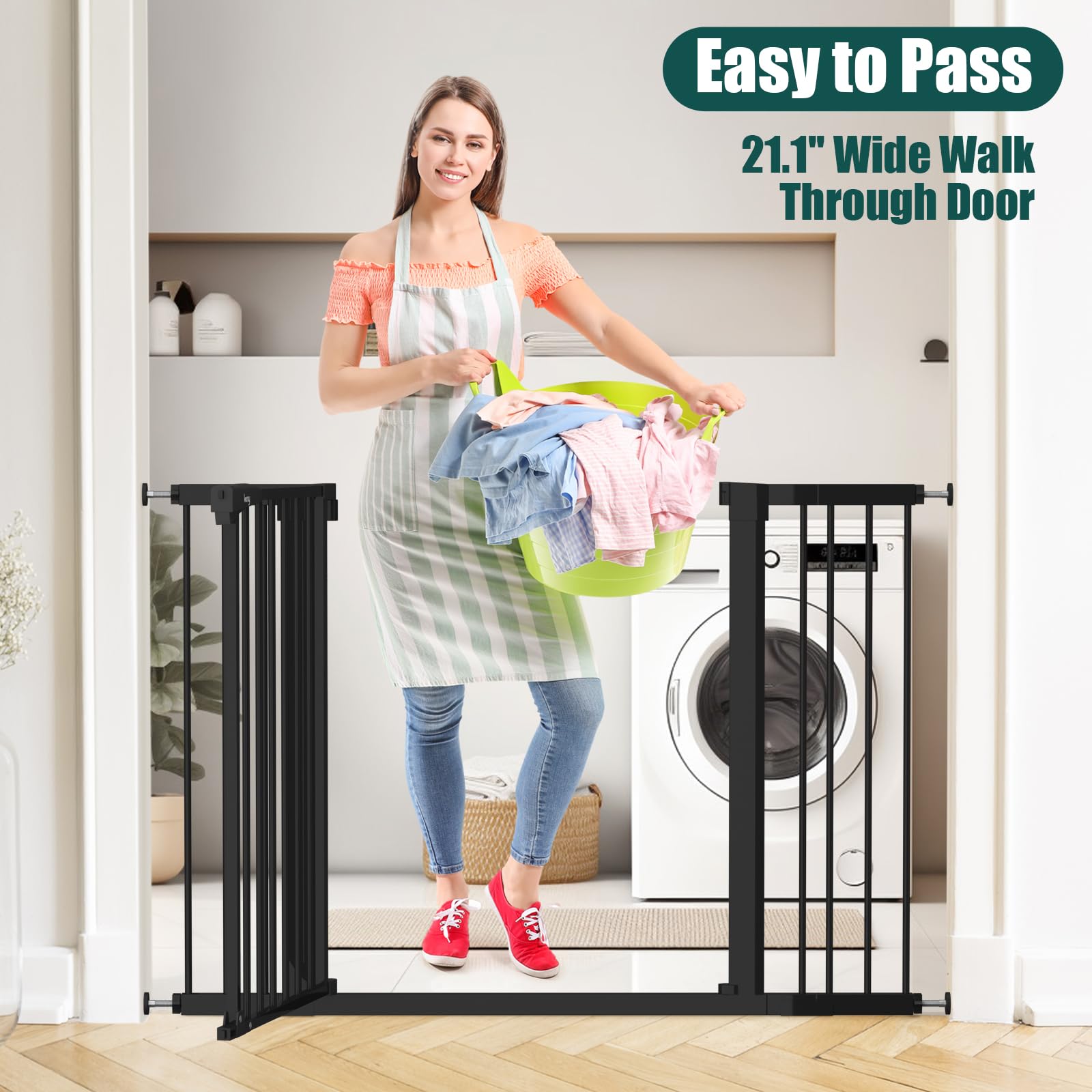 keny 29.7"-46" Baby Gate for Stairs, Auto Close Dog Gates for Doorways