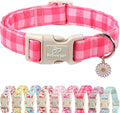 Babole Pet Girl Dog Collar for Giant Large Dogs - Cute Pink Plaid Puppy Collar, Soft Adjustable Spring Summer Female Dog Collars with Quick Release Buckle XL