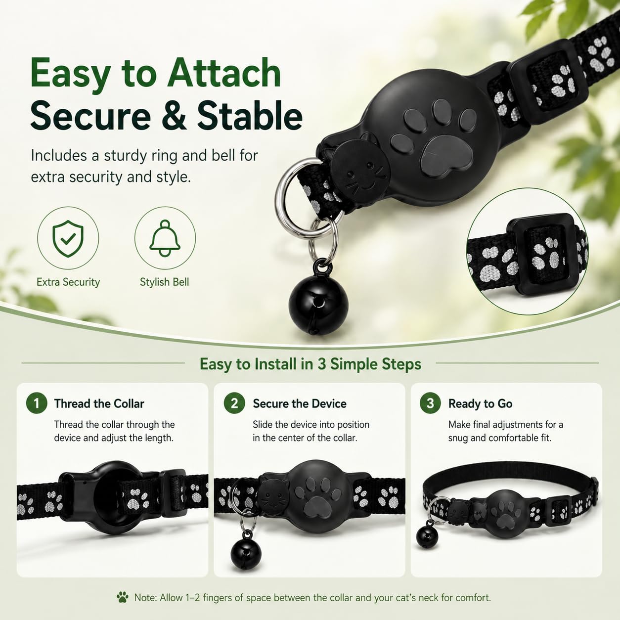 Pet Tracker,GPS Collar for Cats,Smart tag,Waterproof Compatible with Find My,No Monthly Fee,Advanced Tracking Solution Smart Collar for Pet Safety Ideal Small Large Cats(Android User)