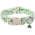 DOGWONG St Patrick's Dog Collar, Green Clover Pet Collar Cotton Holiday Pet Collar Cute Puppy Collar Adjustable Pet Dog Collars for Small Dogs,S