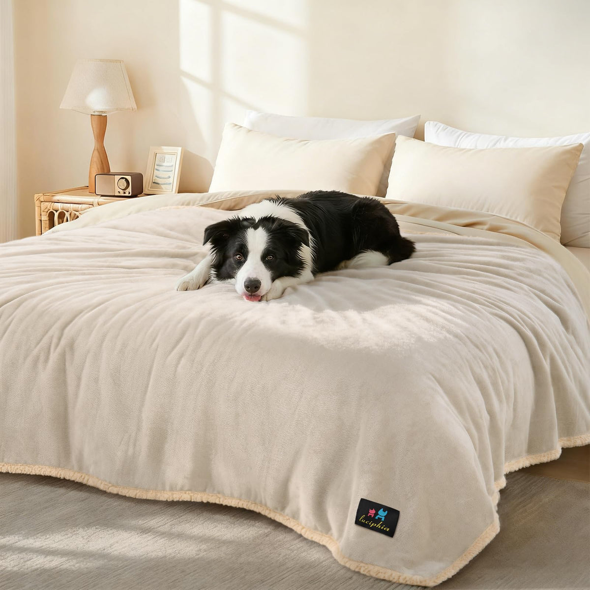 Luciphia Waterproof Blanket for Large Dog, Reversible Sherpa Couch Cover
