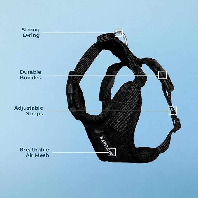 Voyager Step-in Pet Harness - All Weather Mesh, Adjustable Step in Harness for Cats and Dogs by Best Pet Supplies - Black, XS