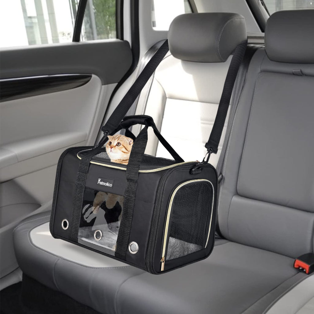 Petmolico Cat Carrier Soft-Sided Airline Approved, Medium,Black