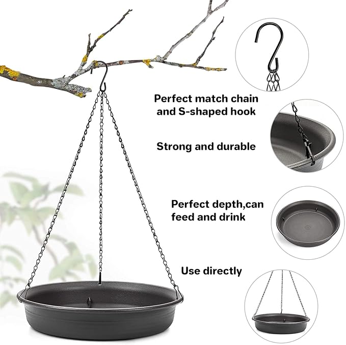 CARGEN Hanging Bird Bath Bowl - Window Bird Water Feeder Tray for Outdoors