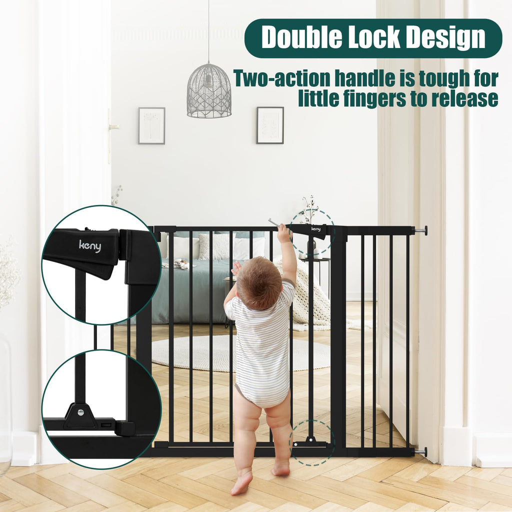 keny 29.7"-46" Baby Gate for Stairs, Auto Close Dog Gates for Doorways