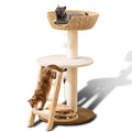 Hiyong Modern Cat Tree for Indoor Cats, 30 in Cat Tower with Basket Bed
