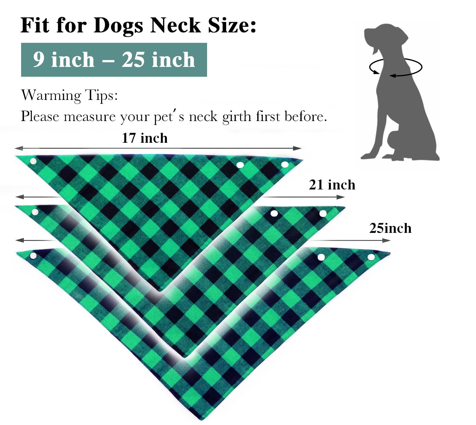 Christmas Plaid Dog Bandana with Button, Fall Dual Layer Soft Cotton Triangle Dog Scarf Kerchief Washable Girl Boy Dog Bandanas Adjustable Accessories for Small Medium Large Extra Large Dog Puppy Pet