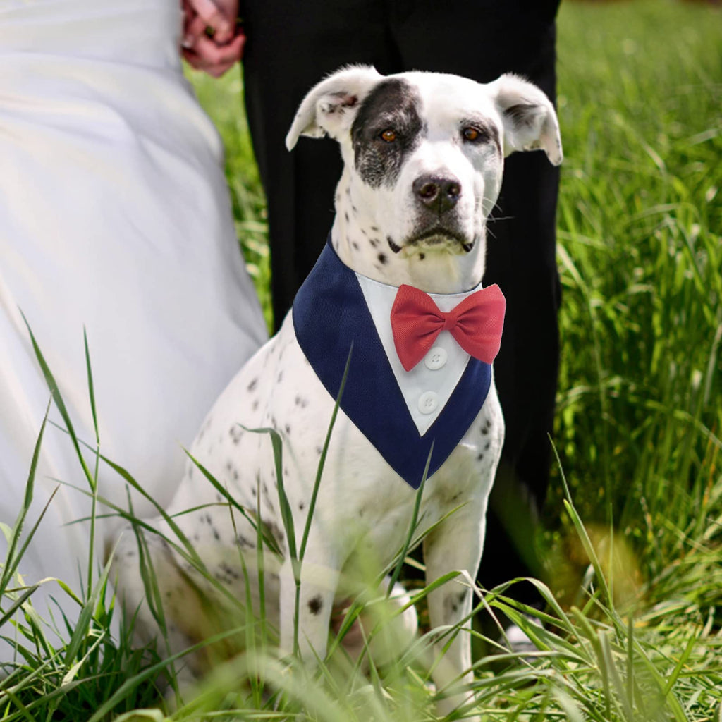 Dog Tuxedo Suit Bandanas Wedding Outfit with Bow Tie Collar for Large Dogs